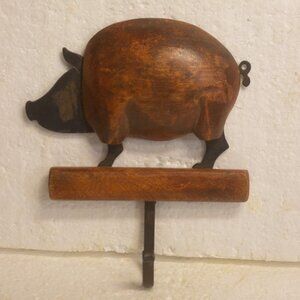 Vintage Pier One Farmhouse Rustic Pig Hook